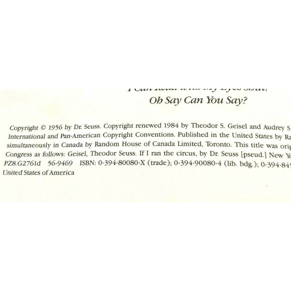 If I Ran the Circus | Dr. Seuss Random House Edition Vintage 1984 - Picture 3 of 8